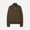 FLUFFY HALF ZIP SWEATER - MOSS