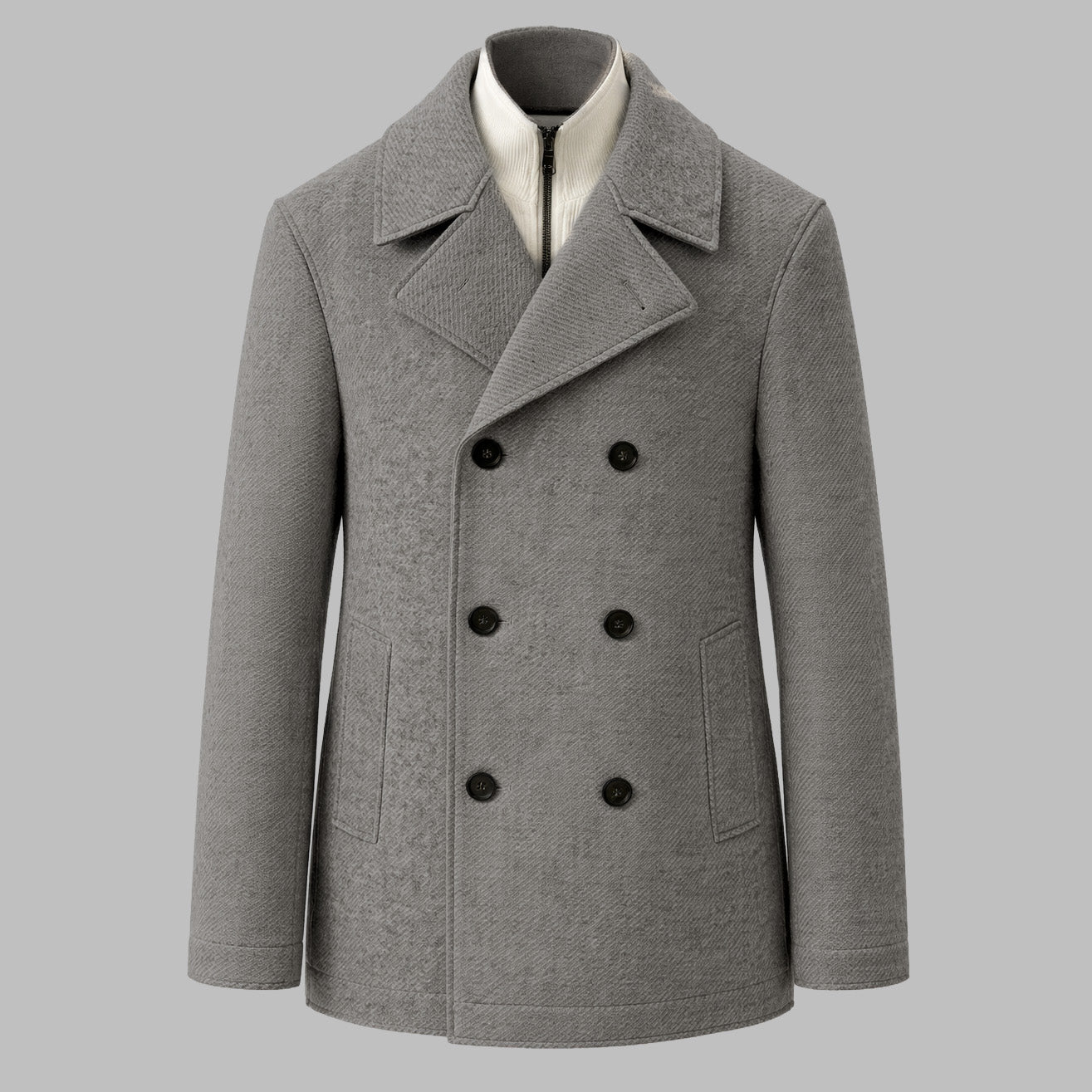 DOUBLE BREASTED PEA COAT - MILK
